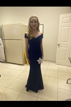 Lulus Blue Size 0 Jersey Floor Length Mermaid Dress on Queenly