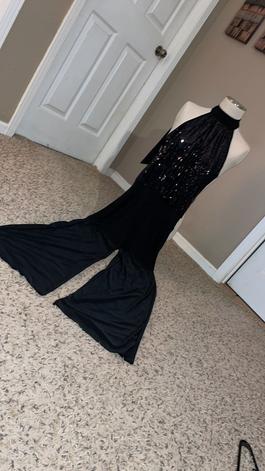 Body Con Black Size 4 Mini Halter Sequin Jumpsuit Dress on Queenly