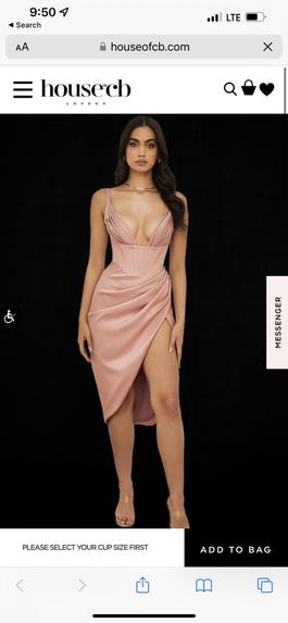 House of CB Pink Size 2 Bodycon Black Tie Side slit Dress on Queenly