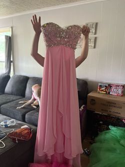 mari lee Pink Size 6 Sweetheart Strapless $300 50 Off Jewelled Straight Dress on Queenly