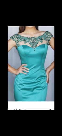 Sherri Hill Green Size 2 Prom Sheer Train Dress on Queenly