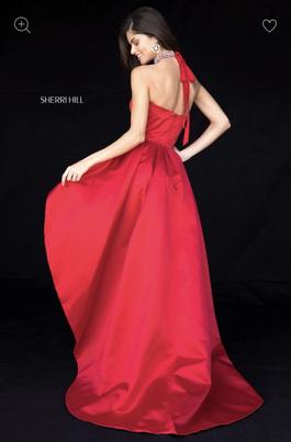 Sherri Hill Red Size 14 Sweetheart Plus Size Floor Length Overskirt Straight Dress on Queenly