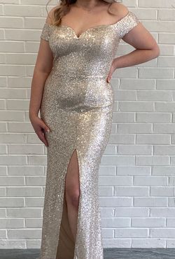 B. Smart Nude Size 12 Fitted Pageant Jewelled $300 Side slit Dress on Queenly