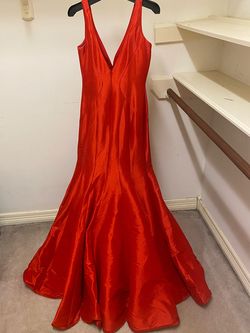 Camille La Vie Red Size 8 Black Tie Mermaid Dress on Queenly