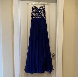 Sherri Hill Blue Size 4 $300 Black Tie Tulle Straight Dress on Queenly