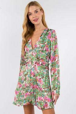 Style EKD2472 Fanco Pink Size 10 Euphoria Floral Sleeves Cocktail Dress on Queenly