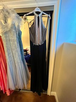 Johnathan Kayne Black Tie Size 8 Floor Length Jewelled Straight Dress on Queenly