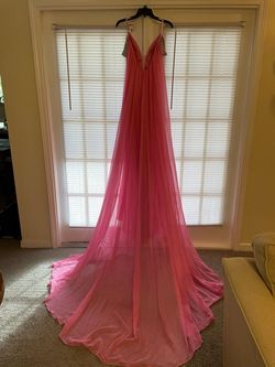 Sherri Hill Pink Size 2 Sequined Floor Length Jewelled Train Dress on Queenly
