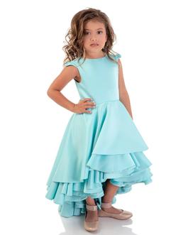 Custom Blue Size 0 Interview Turquoise Girls Size Train Dress on Queenly