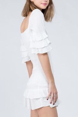 Style AKD20123Y Fanco White Size 6 Bachelorette Tall Height Summer Cocktail Dress on Queenly