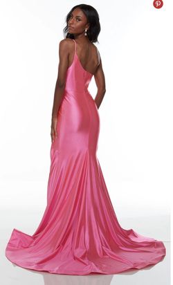 Style 61159 Alyce Paris Hot Pink Size 12 Plus Size Silk Straight Dress on Queenly