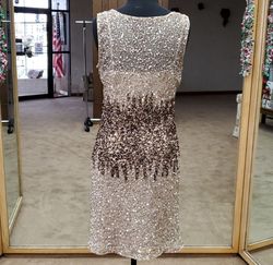 Adrianna Papell Nude Size 10 Summer Sequin Jersey Cocktail Dress on Queenly