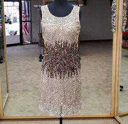 Adrianna Papell Nude Size 10.0 Sequin Cocktail Dress on Queenly