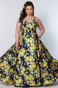 Style CE2207 Sydney's Closet Yellow Size 14 Floor Length Tall Height Ball gown on Queenly