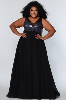 Style CE2205 Sydney's Closet Black Size 18 Jewelled Tall Height Belt A-line Dress on Queenly