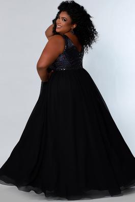 Style CE2205 Sydney's Closet Black Size 20 Floor Length Jewelled Tall Height Belt A-line Dress on Queenly
