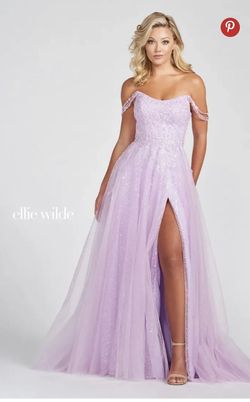 Style EW122037 Ellie Wilde Pink Size 22 Plus Size Floor Length Side Slit A-line Dress on Queenly