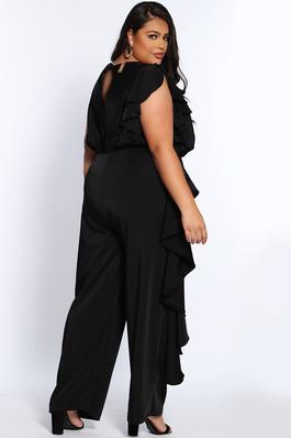 Style CE2014 Sydney's Closet Black Size 20 Floor Length Keyhole Tall Height Jumpsuit Dress on Queenly