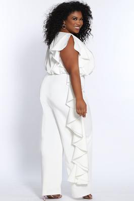Style CE2014 Sydney's Closet White Size 20 Keyhole Tall Height Jumpsuit Dress on Queenly