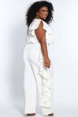 Style CE2014 Sydney's Closet White Size 22 Keyhole Tall Height Jumpsuit Dress on Queenly