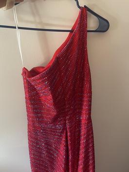 Sherri Hill Red Size 00 Floor Length Side slit Dress on Queenly