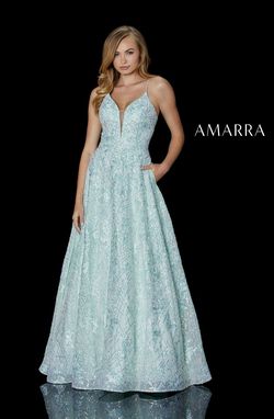Style 87222 Amarra Blue Size 6 Prom Ball gown on Queenly