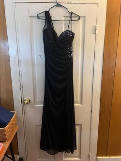 Xscape Blue Size 8 Sequined Free Shipping Floor Length Black Tie Straight Dress on Queenly
