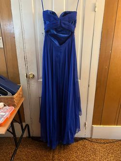 Mac Duggal Blue Size 8 Prom Military Strapless Straight Dress on Queenly