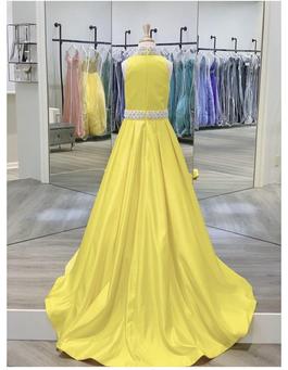 Ashley Lauren Yellow Size 0 Jewelled High Neck Floor Length Ball gown on Queenly