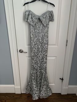 Nicole Bakti Silver Size 2 Floor Length Military 50 Off Mermaid Dress on Queenly