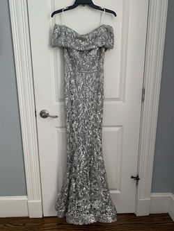 Nicole Bakti Silver Size 2 Floor Length Military 50 Off Mermaid Dress on Queenly