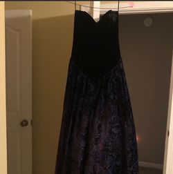 Jessica McClintock Blue Size 10 Velvet Floor Length Ball gown on Queenly