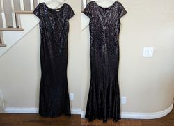 Style Black Short Sleeve Sequin Sheath Formal Gown Ricarica Black Tie Size 2 Sleeves Jersey Straight Dress on Queenly