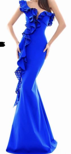Terani Couture Blue Size 2 Jersey Straight Dress on Queenly