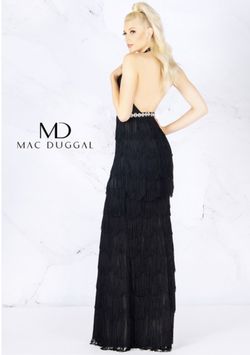 Mac Duggal Black Size 4 Jersey $300 Belt V Neck Straight Dress on Queenly