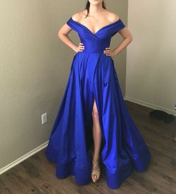Tarik Ediz Blue Size 2 Side Slit Floor Length Wedding Guest Ball gown on Queenly