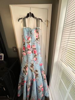 Sherri Hill Blue Size 8 Wedding Guest Floor Length Military Mermaid Dress on Queenly