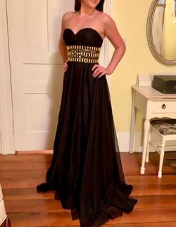 Mac Duggal Black Size 2 Prom Sequin Strapless $300 A-line Dress on Queenly