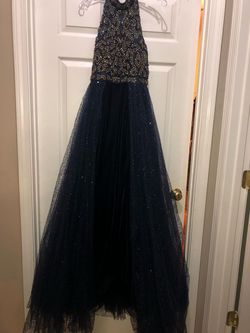 Sherri Hill Blue Size 4 Navy Shiny 70 Off Straight Dress on Queenly