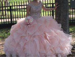 MoriLee Pink Size 10 50 Off Ruffles Mori Lee Beaded Top Ball gown on Queenly