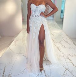 Jovani Nude Size 6 50 Off Floor Length Prom Sheer Side slit Dress on Queenly