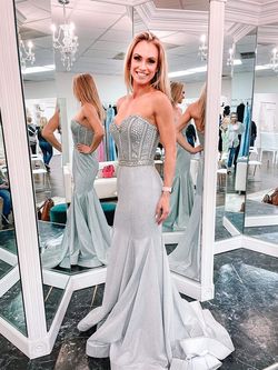 Johnathan Kayne Silver Size 4 $300 50 Off Prom Mermaid Dress on Queenly