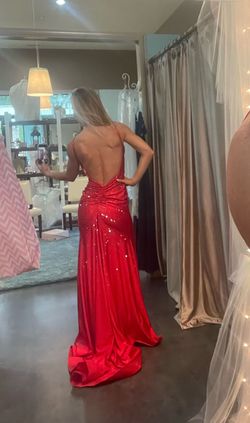 Sherri Hill Red Size 4 Floor Length $300 Side slit Dress on Queenly