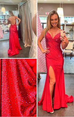 Sherri Hill Red Size 4 Free Shipping Pageant Tall Height Side slit Dress on Queenly