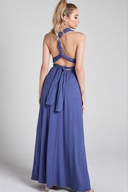 Style BD90257 Blue Blush Blue Size 10 Floor Length Tall Height Bd90257 Halter A-line Dress on Queenly