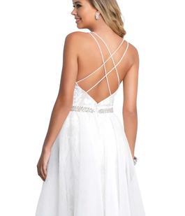 Blush Prom White Size 10 Prom Halter Belt A-line Dress on Queenly