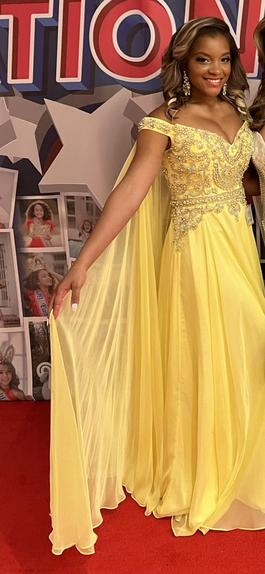Mac Duggal Yellow Size 6 Sequin A-line Dress on Queenly