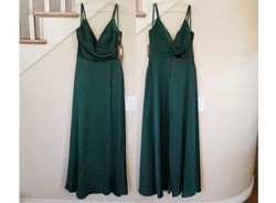 Style Emerald Green Sweetheart Neckline Satin A-line Formal Gown Amelia Couture Green Size 12 Side Slit Sweetheart $300 Floor Length A-line Dress on Queenly