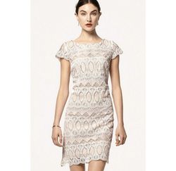Eliza J White Size 0 Ivory Sleeves $300 Cocktail Dress on Queenly