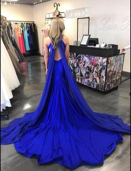 Mac Duggal Royal Blue Size 2 Floor Length Side slit Dress on Queenly